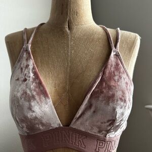 PINK Victoria's Secret Velvet Triangle Bralette in Rose